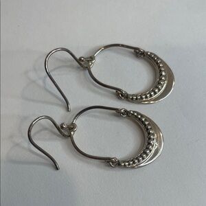 Chic Sterling Silver Beaded Hoop Dangle Earrings